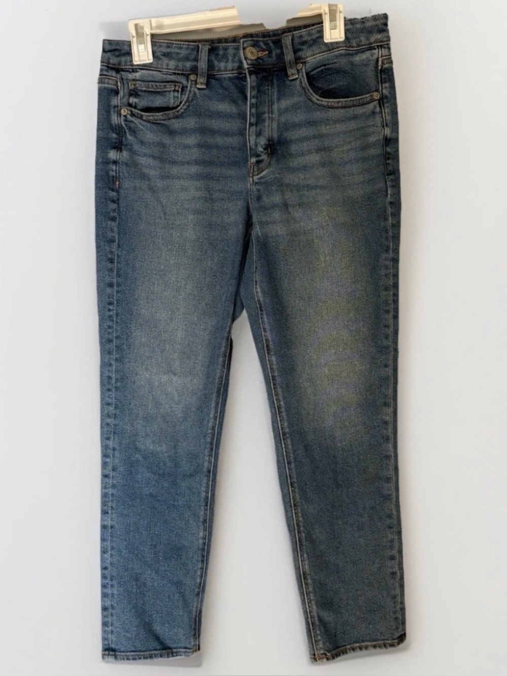 American Eagle Women’s Jeans 8 Short Blue Tomgirl Button Fly Straight Leg Skinny